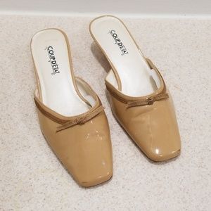COUP DETAT Camel color Patten leather mules